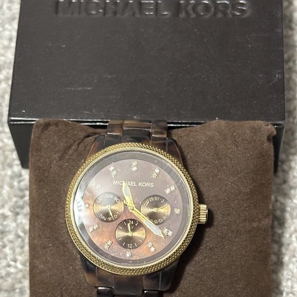 Michael Kors Gold and Tortoiseshell Watch